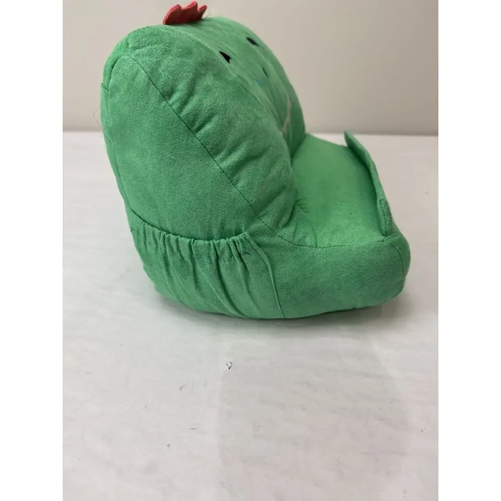 Pillowfort Plush Book iPad Tablet Holder Pillow Weighted Green Dinosaur Pockets